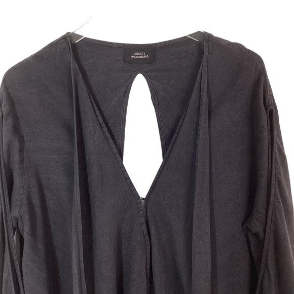 LINDSEY THORNBURG Womens 2 Blouse Gray Top Dyed Shirt Lagenlook Boho Top - Picture 3 of 16